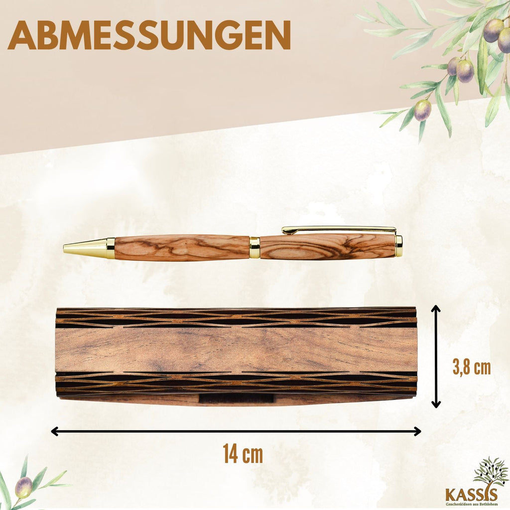 Stylo en Bois d'Olivier avec Coffret Cadeau – Fabrication Artisanale de Bethléem