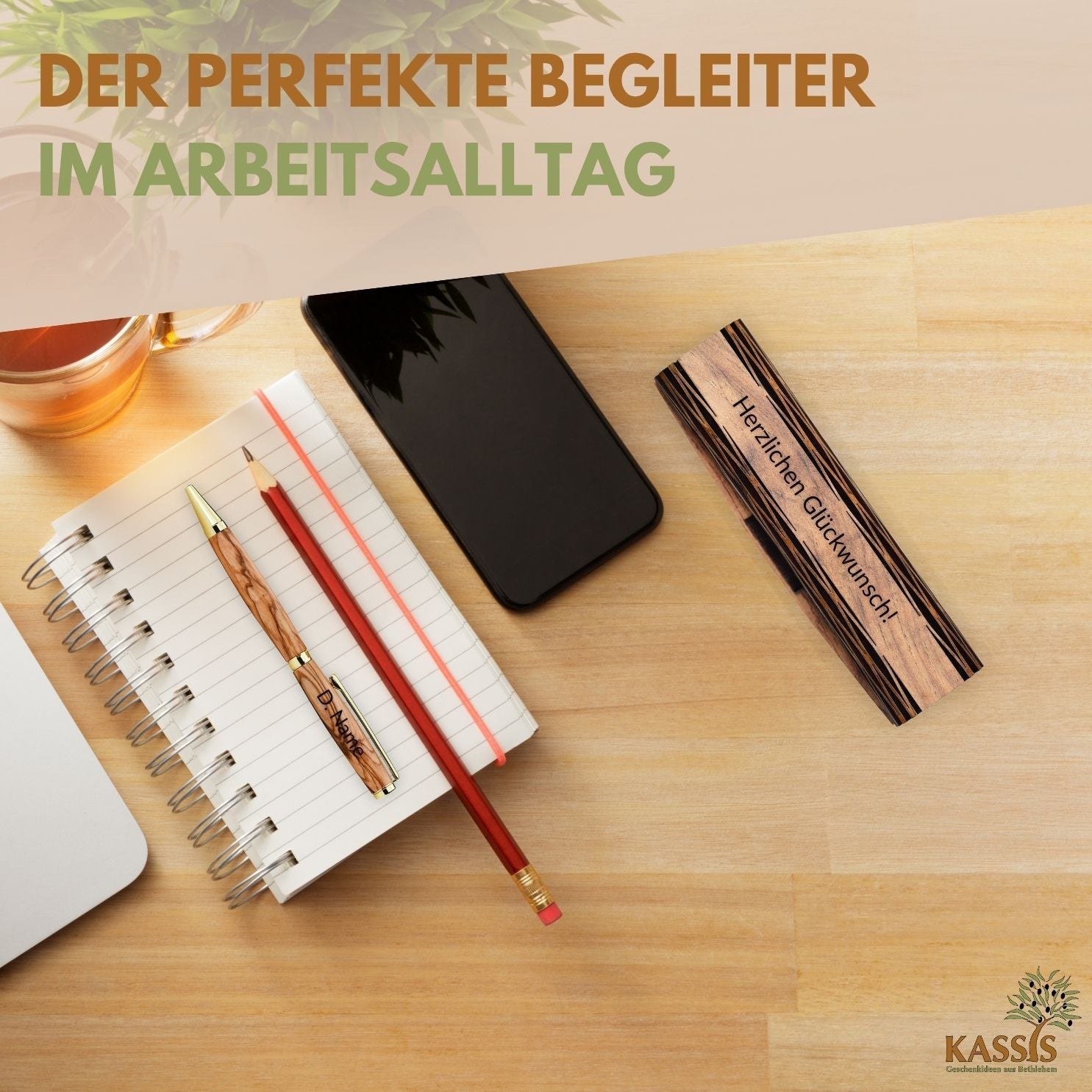 Stylo en Bois d'Olivier avec Coffret Cadeau – Fabrication Artisanale de Bethléem