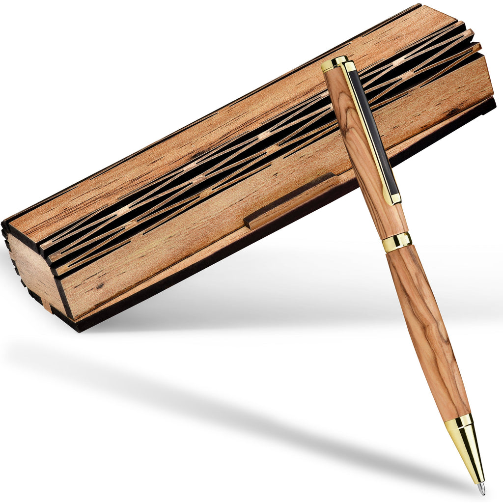 Stylo en Bois d'Olivier avec Coffret Cadeau – Fabrication Artisanale de Bethléem